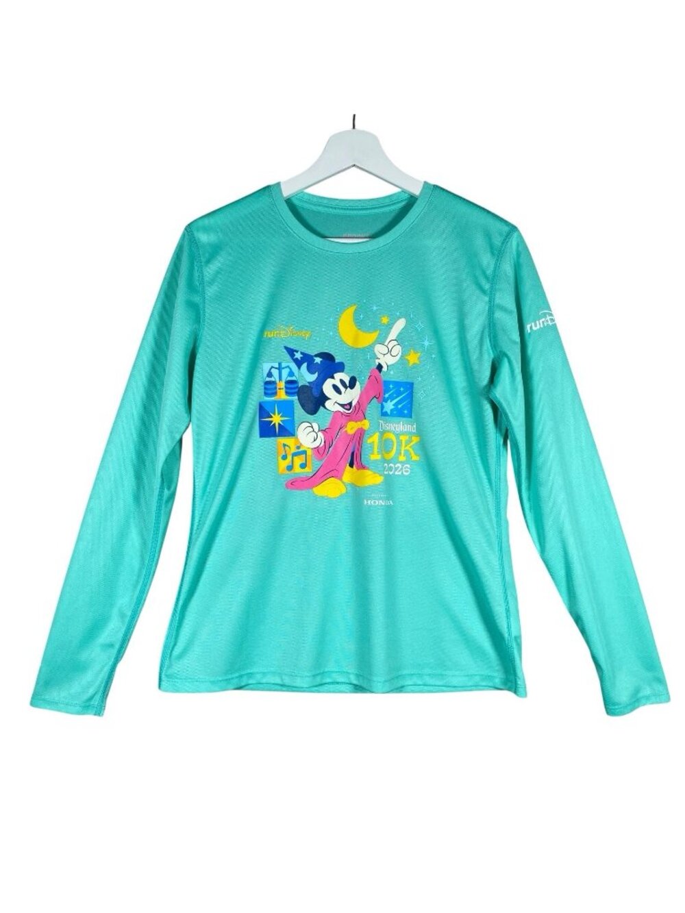 2026 Brooks Disneyland 10K Run Happy Shirt Women M Sorcerer Mickey runDisney